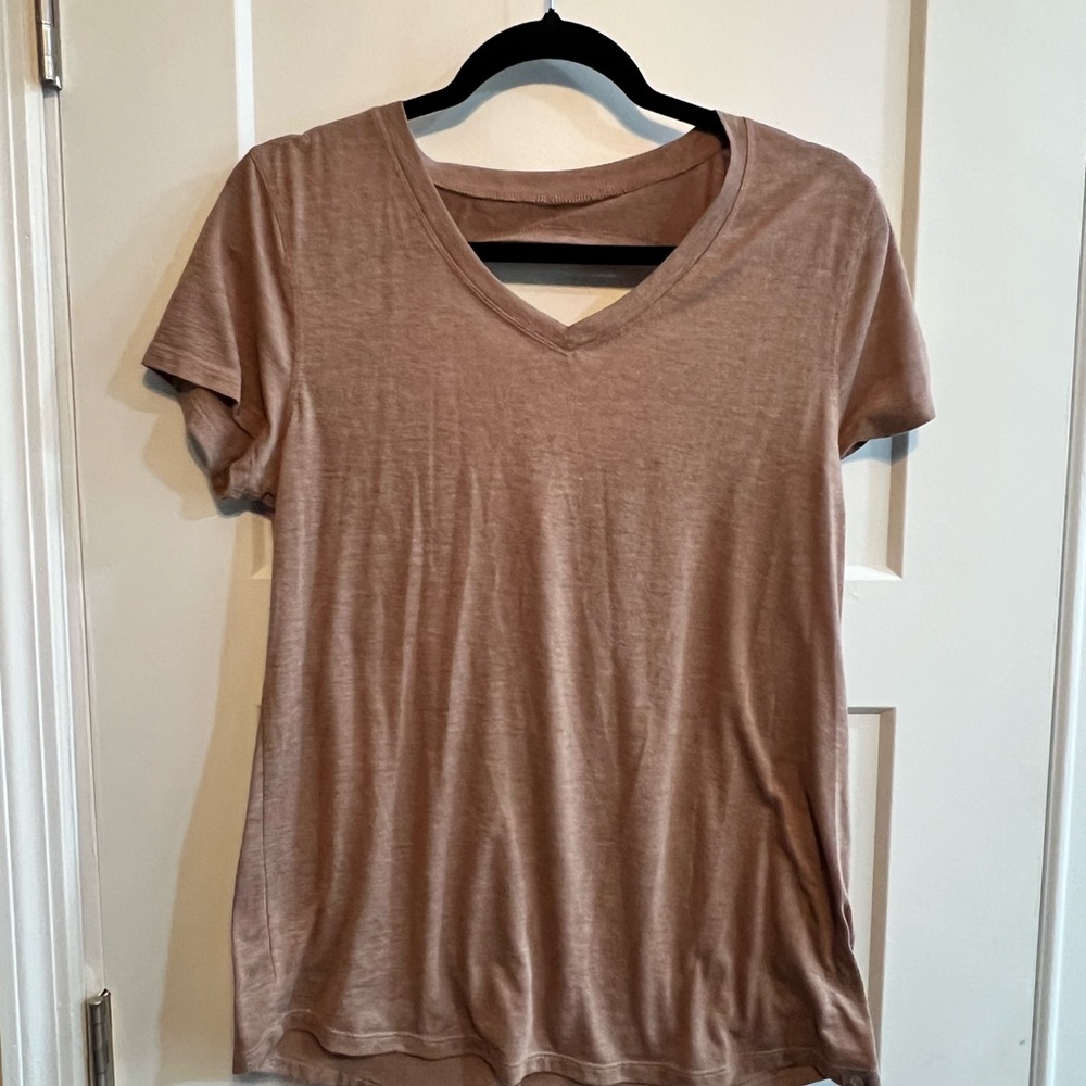 Bally Tan V-Neck Short Sleeve Tee